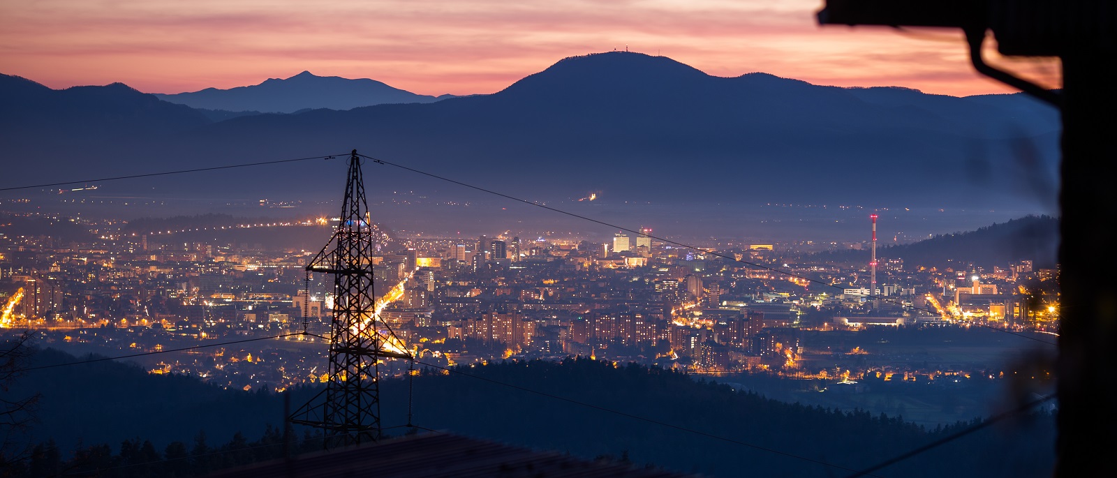 Urban electrical distribution at night